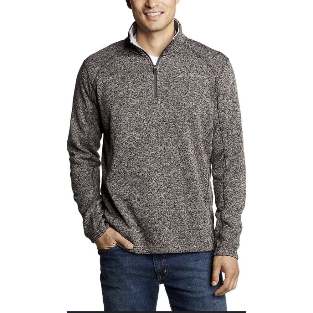 Eddie Bauer Men's Grey Radiator Fleece 1/4 Zip Charcoal Gray Size Small